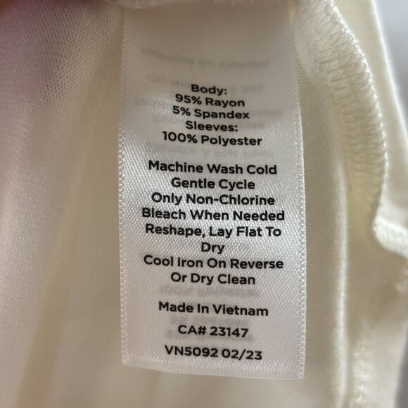 Talbots Womens Plus Size 1X Ivory Pleated Sleeve Blouse Top Rayon/Polyester - Picture 6 of 8